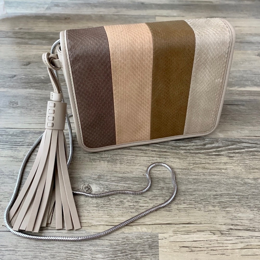 All Saints Bansho Leather Snakeskin Crossbody Bag - Picture 2 of 8